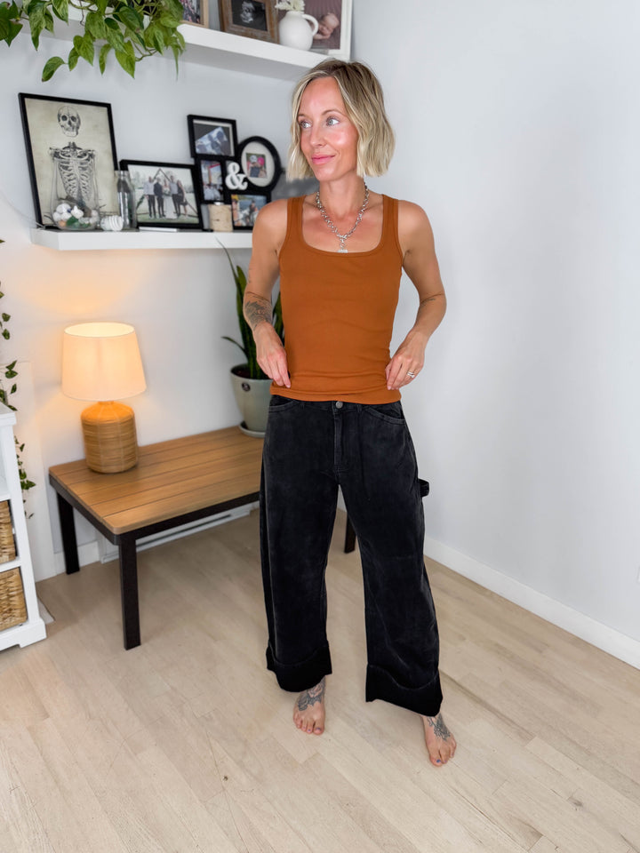 Blythe Washed Barrel Pant- ASH BLACK