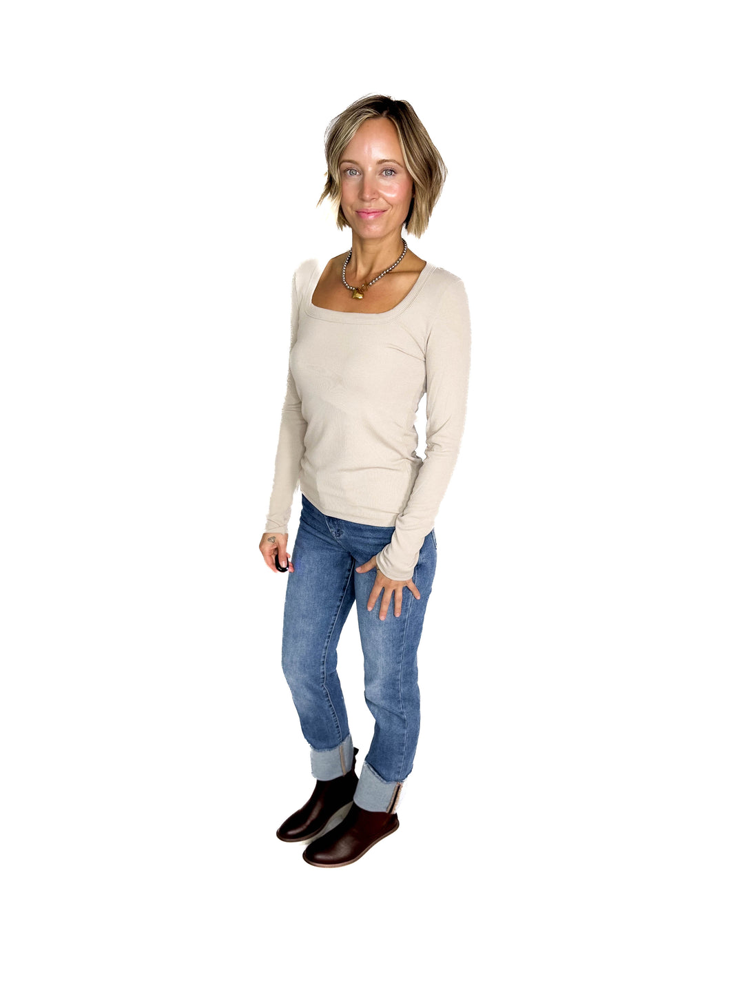 Beth Ribbed Scoop Neck Style- SHELL