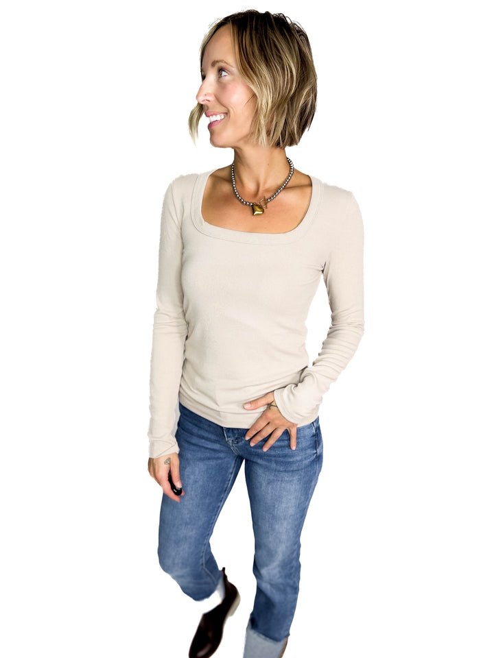 Beth Ribbed Scoop Neck Style- SHELL