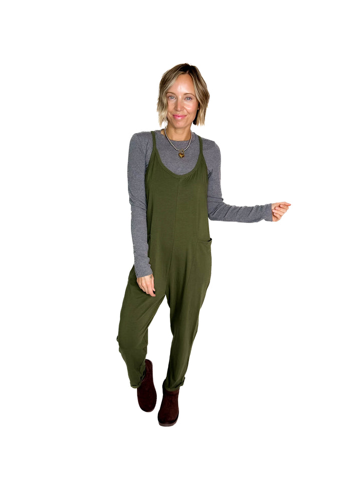 Luxe Lounge Jumpsuit- DARK OLIVE