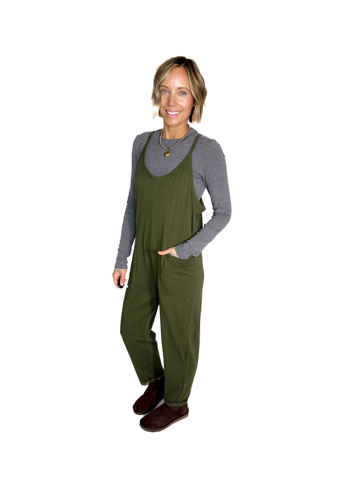 Luxe Lounge Jumpsuit- DARK OLIVE