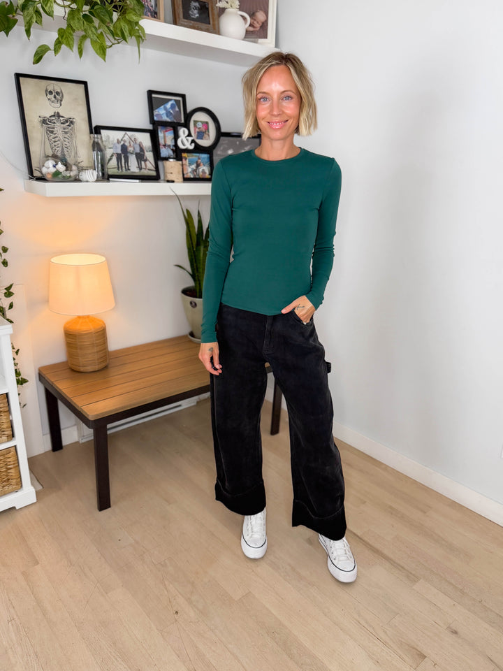 Only Riley Organic Cotton Long Sleeve Top- JUNE BUG GREEN