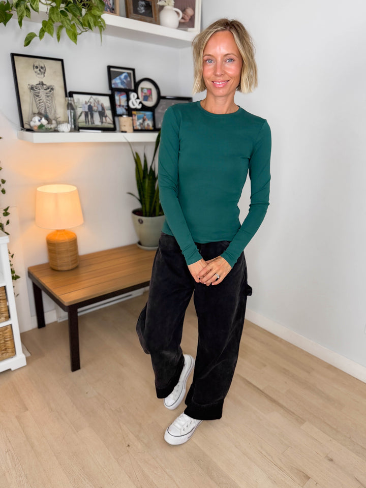 Only Riley Organic Cotton Long Sleeve Top- JUNE BUG GREEN