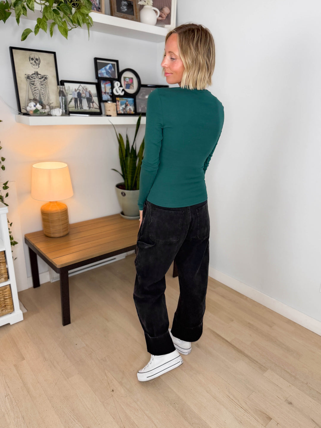 Only Riley Organic Cotton Long Sleeve Top- JUNE BUG GREEN