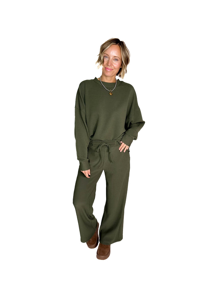 Cider Run Ribbed Set- DARK OLIVE