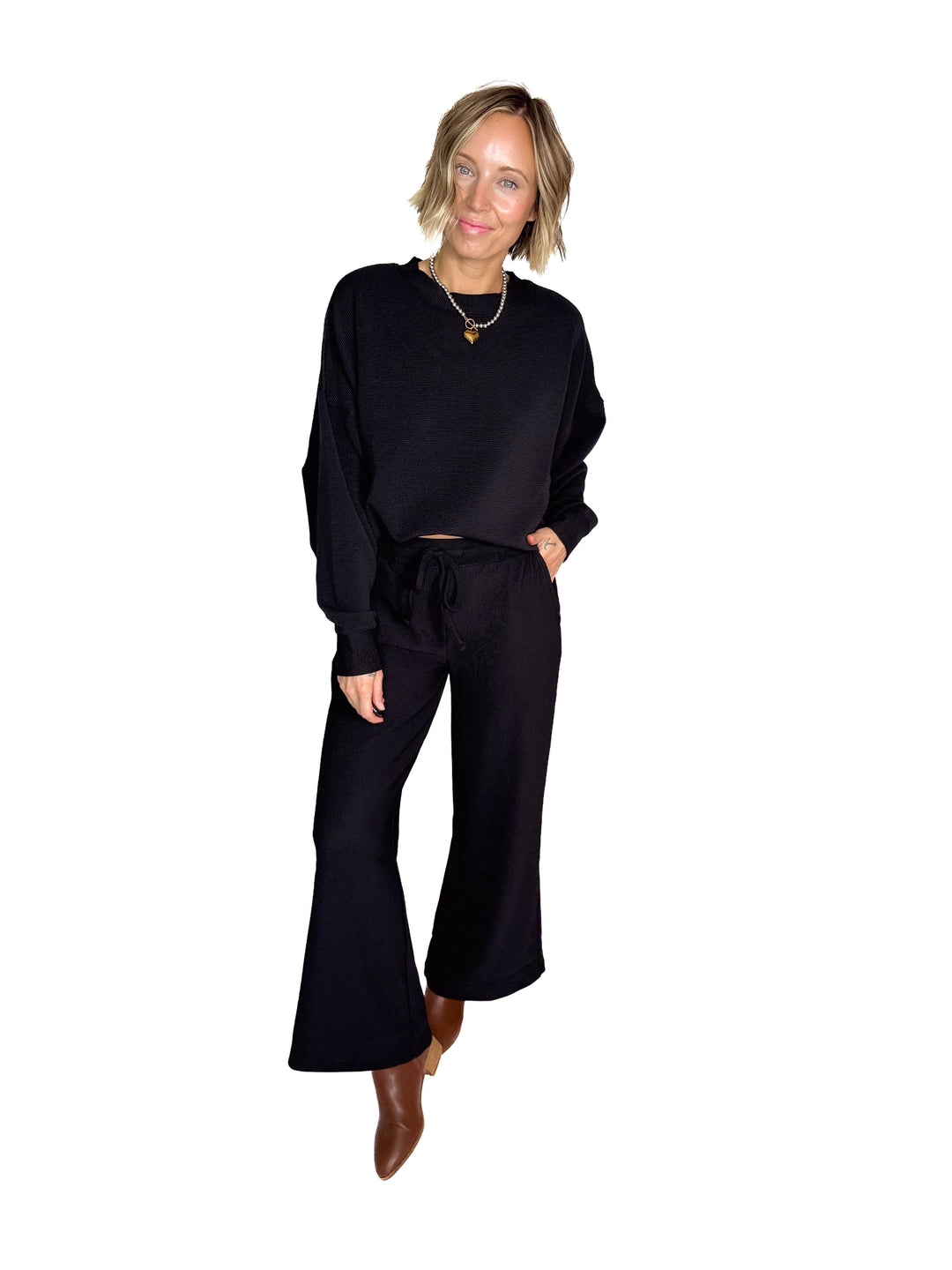 Cider Run Ribbed Set- BLACK