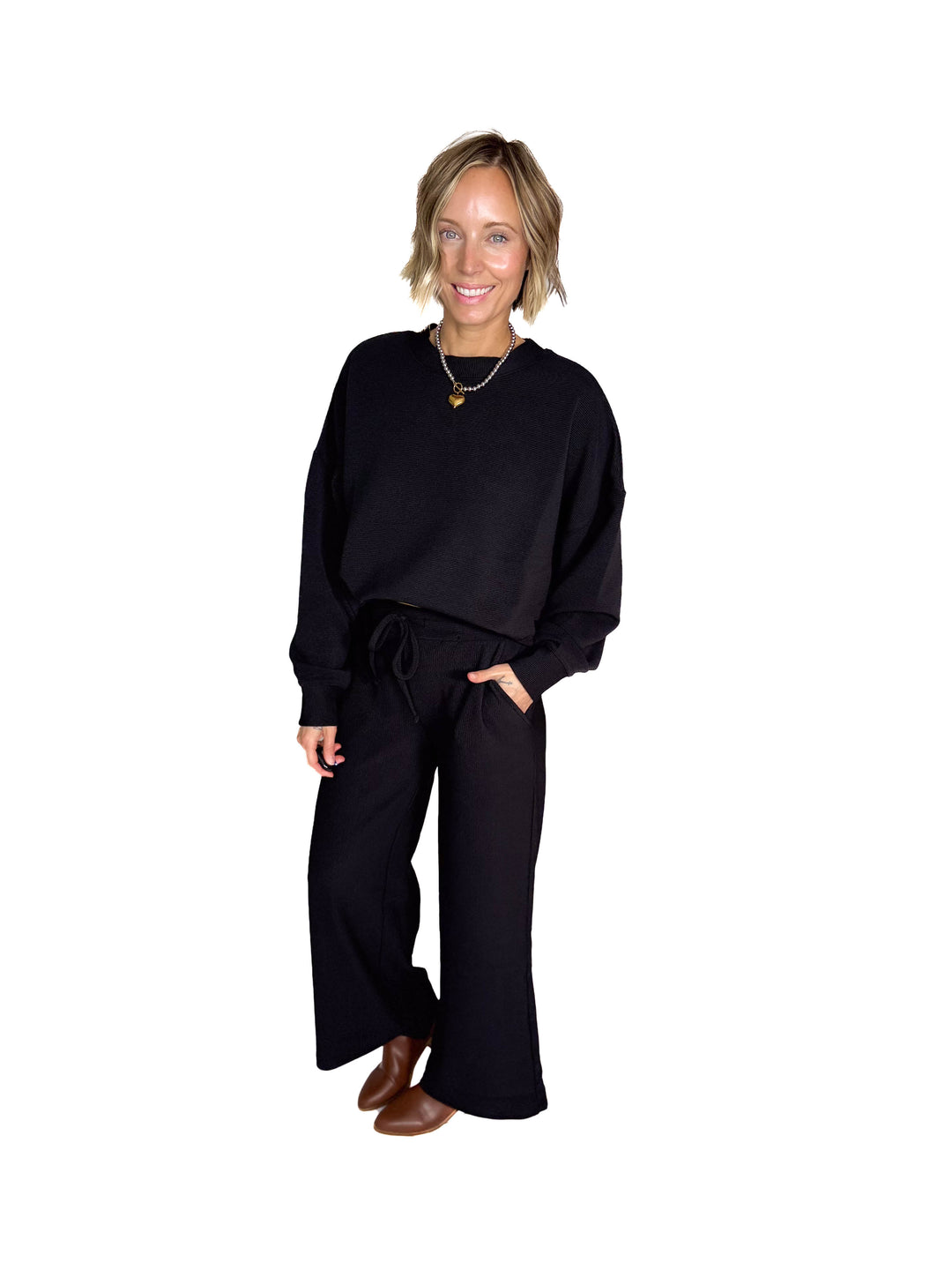 Cider Run Ribbed Set- BLACK