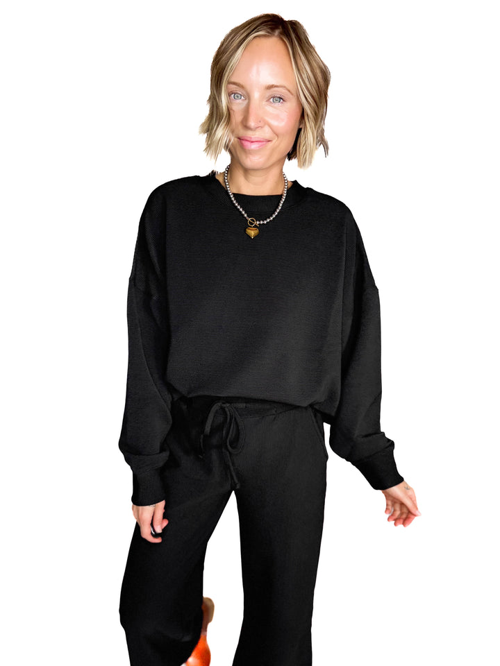 Cider Run Ribbed Set- BLACK