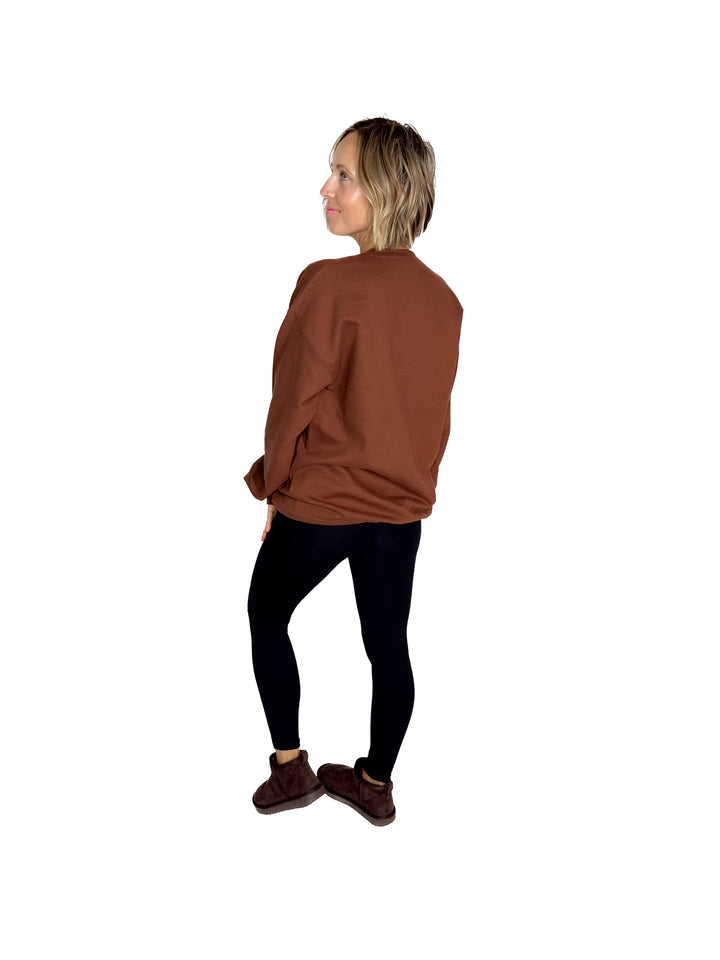 Cute Coffee Ghost Graphic Crew- ESPRESSO