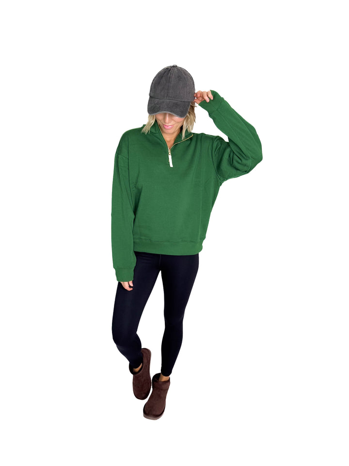 Dawson Classic 1/4 Zip Pullover- DARK GREEN