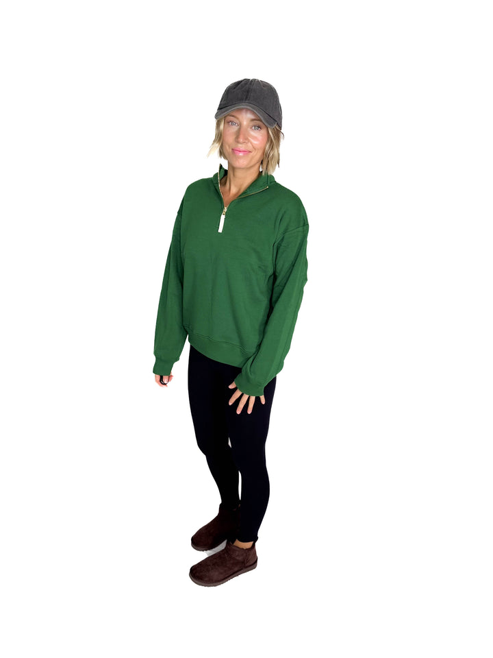 Dawson Classic 1/4 Zip Pullover- DARK GREEN