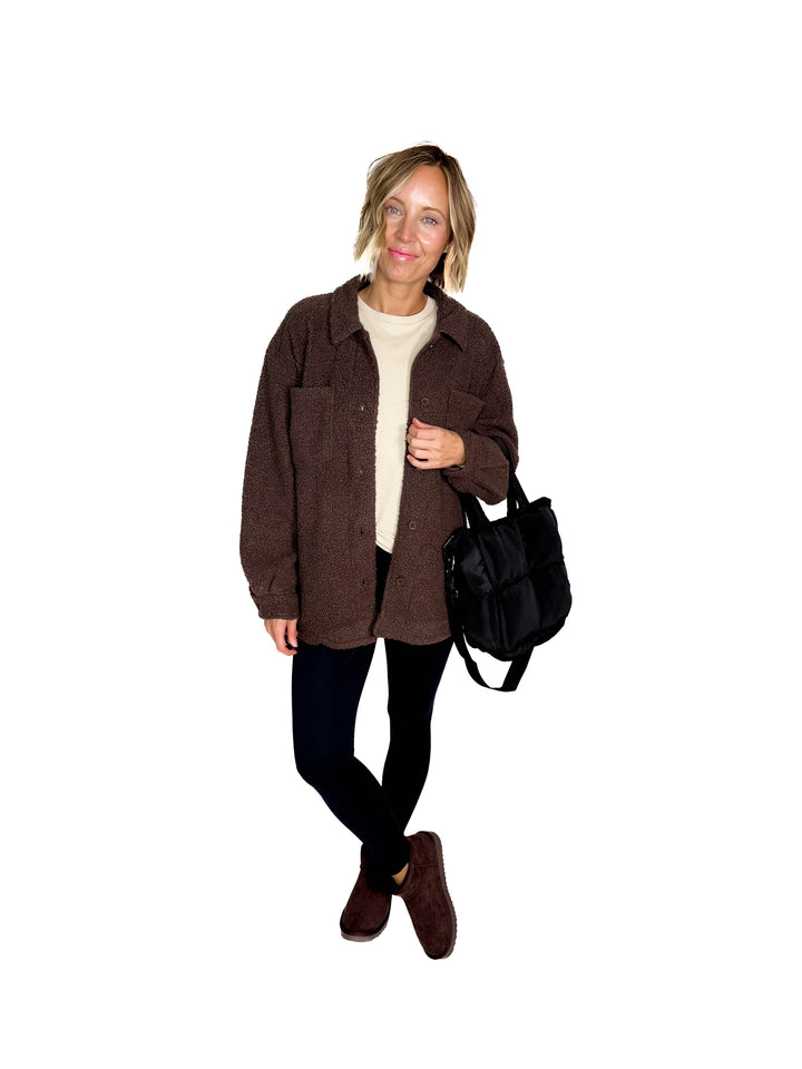 Mono B Frostline Sherpa Jacket- ESPRESSO