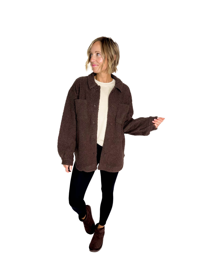 Mono B Frostline Sherpa Jacket- ESPRESSO
