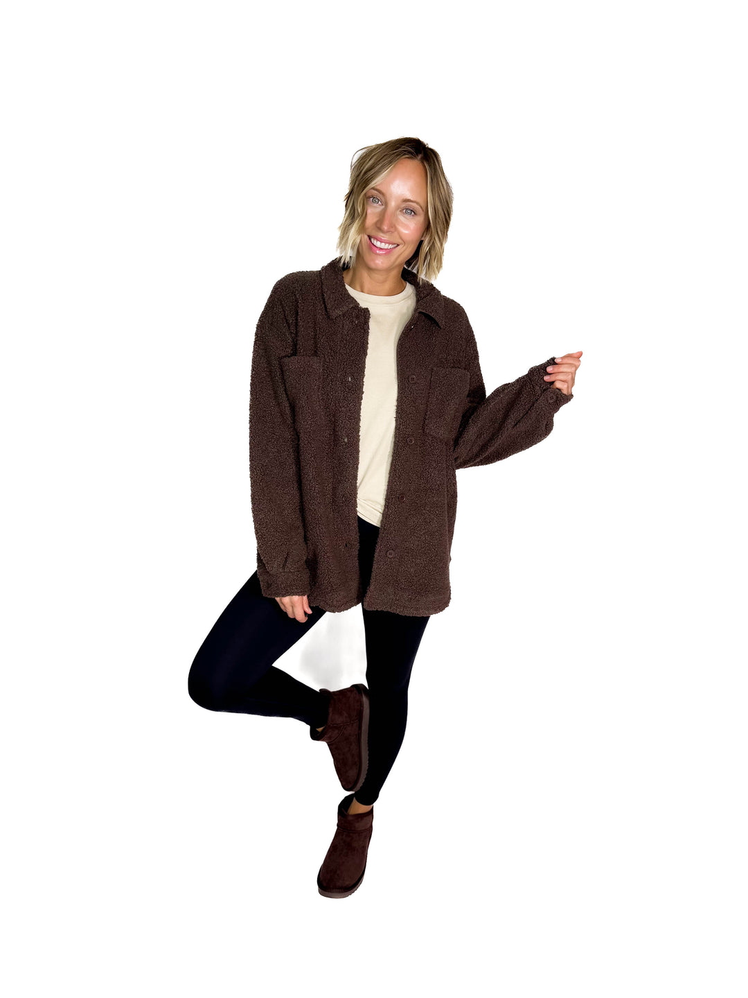 Mono B Frostline Sherpa Jacket- ESPRESSO