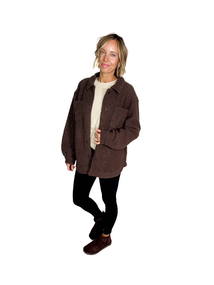 Mono B Frostline Sherpa Jacket- ESPRESSO