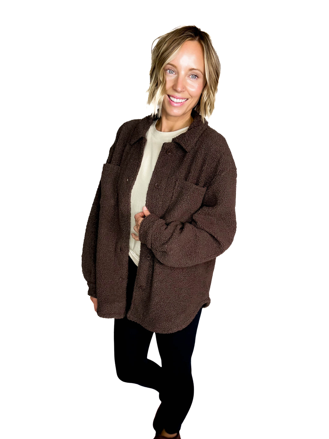 Mono B Frostline Sherpa Jacket- ESPRESSO