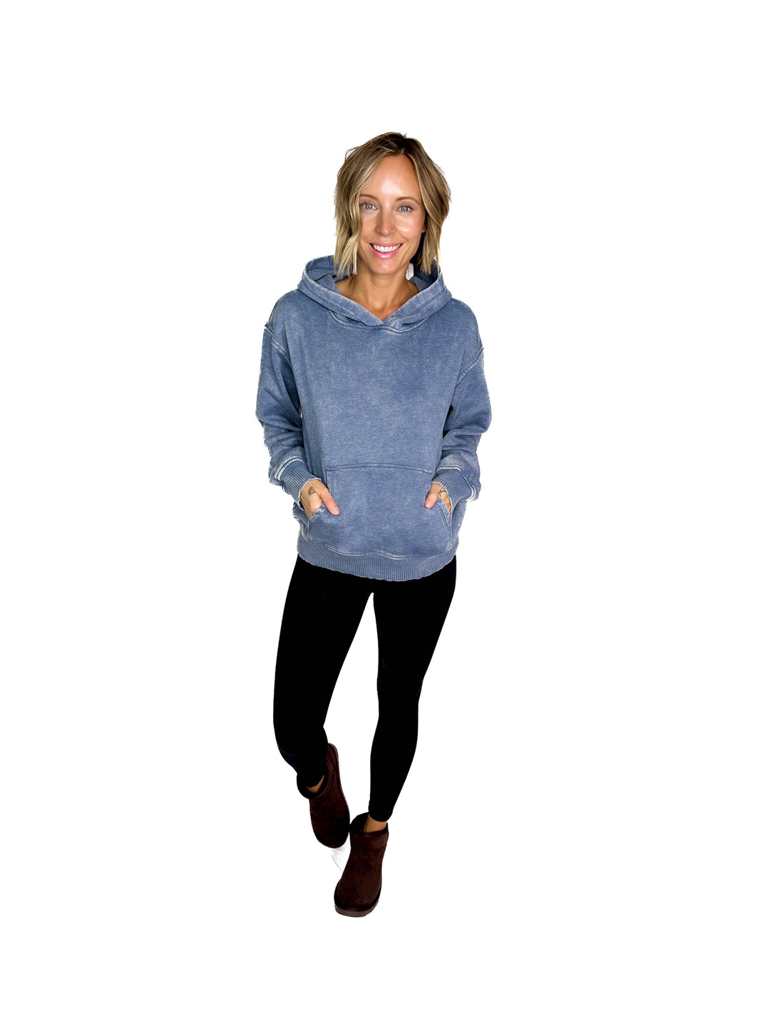 Sweater Weather Washed Hoodie- DUSTY BLUE