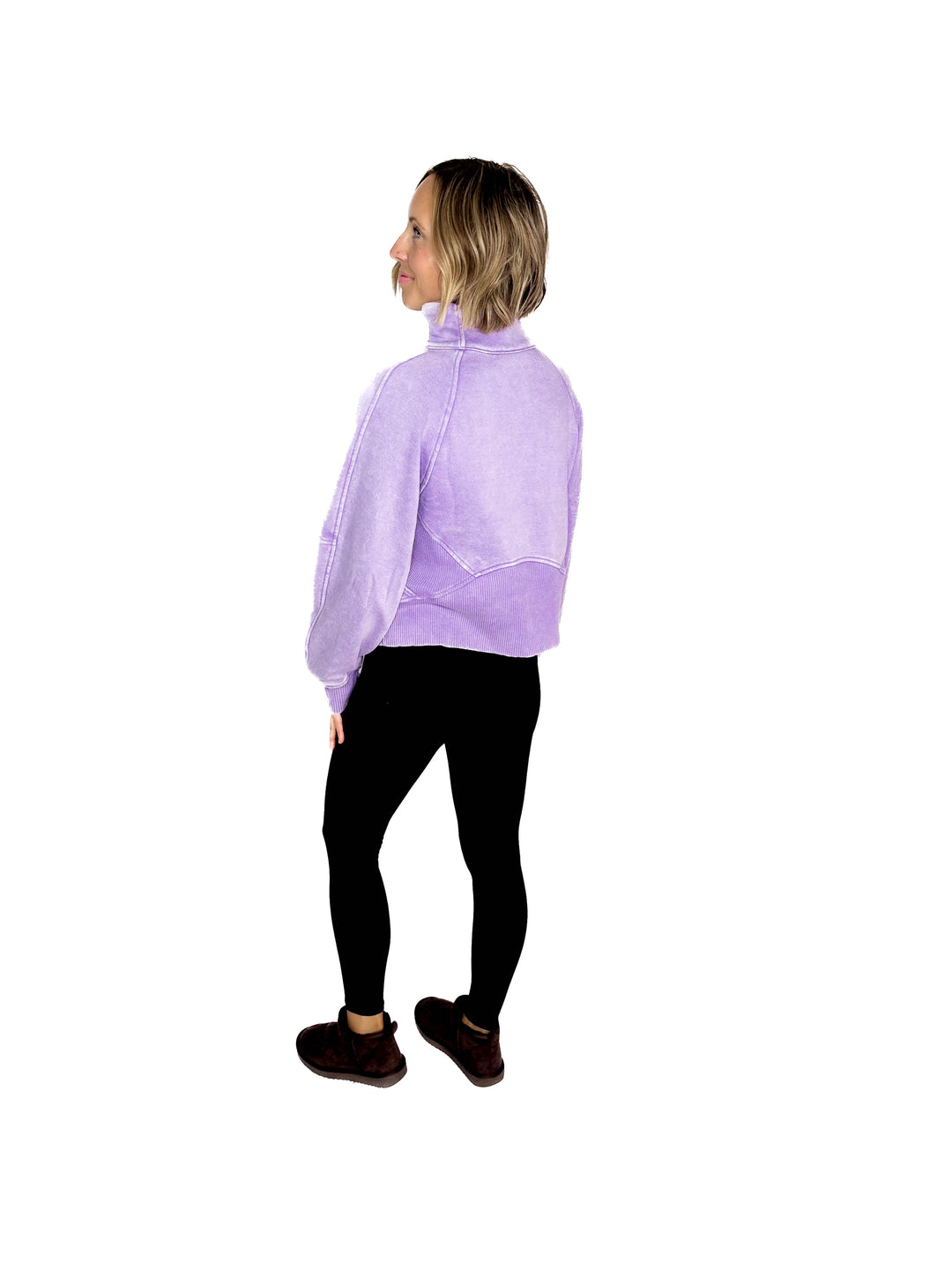 Cozy Hour Mock Neck 1/2 Zip- LAVENDER