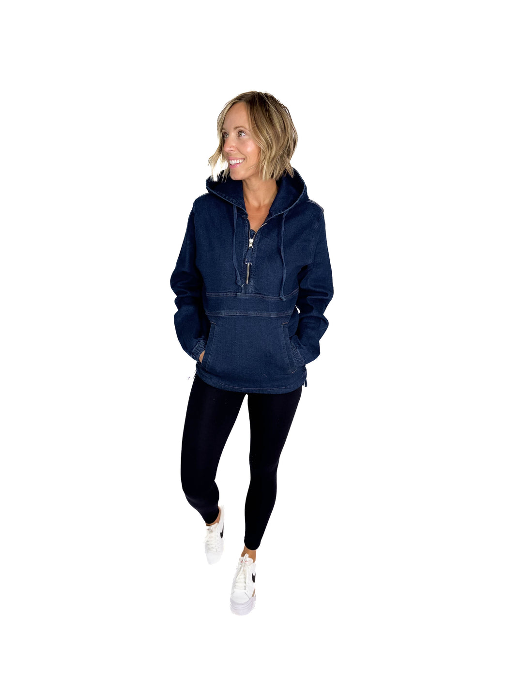 Bex Denim Hoodie Jacket- DARK WASH