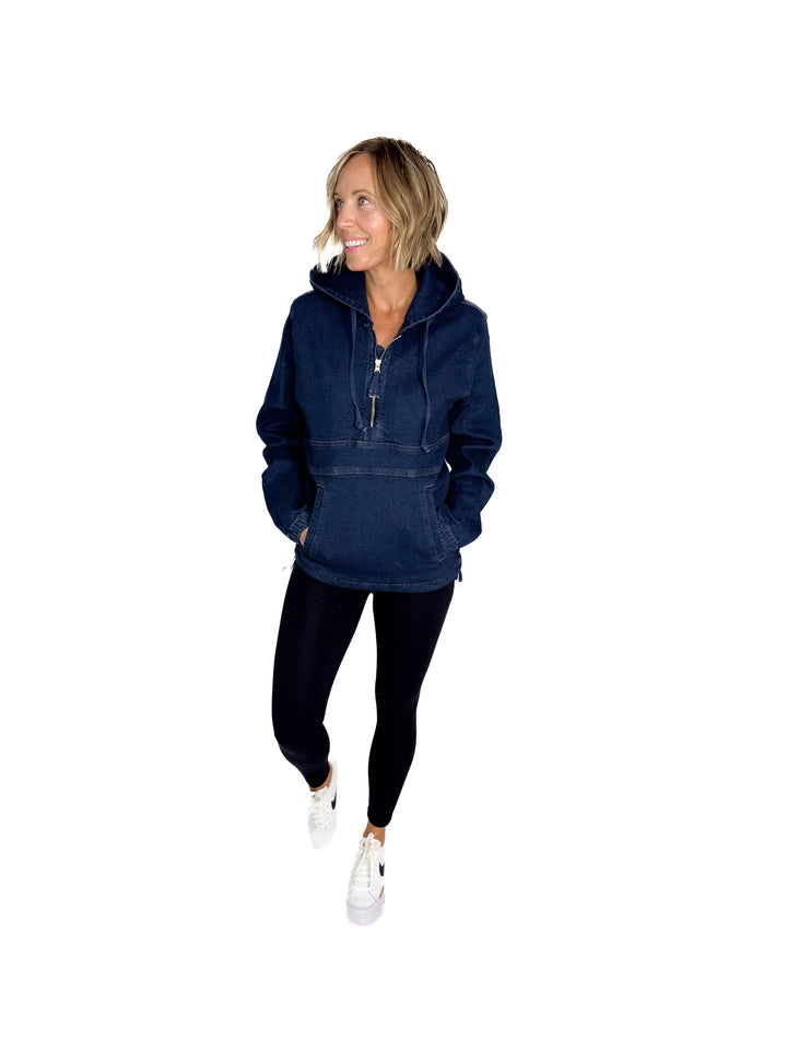 Bex Denim Hoodie Jacket- DARK WASH
