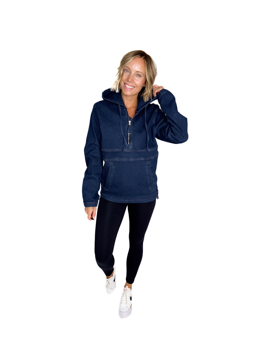 Bex Denim Hoodie Jacket- DARK WASH