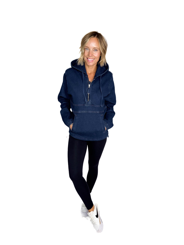 Bex Denim Hoodie Jacket- DARK WASH