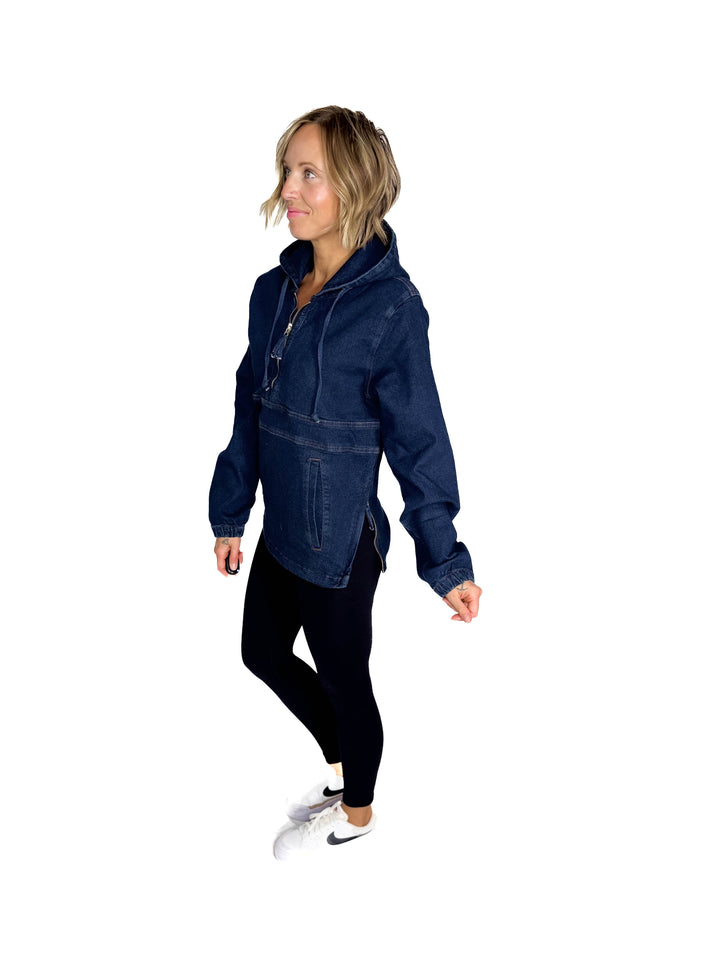 Bex Denim Hoodie Jacket- DARK WASH