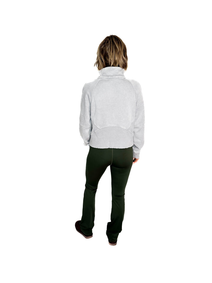 Cozy Hour Mock Neck 1/2 Zip- SLEET