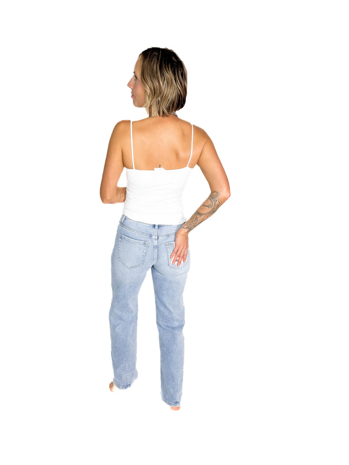 Haven Mid Rise Loose Fit Straight Leg Jean- LIGHT WASH