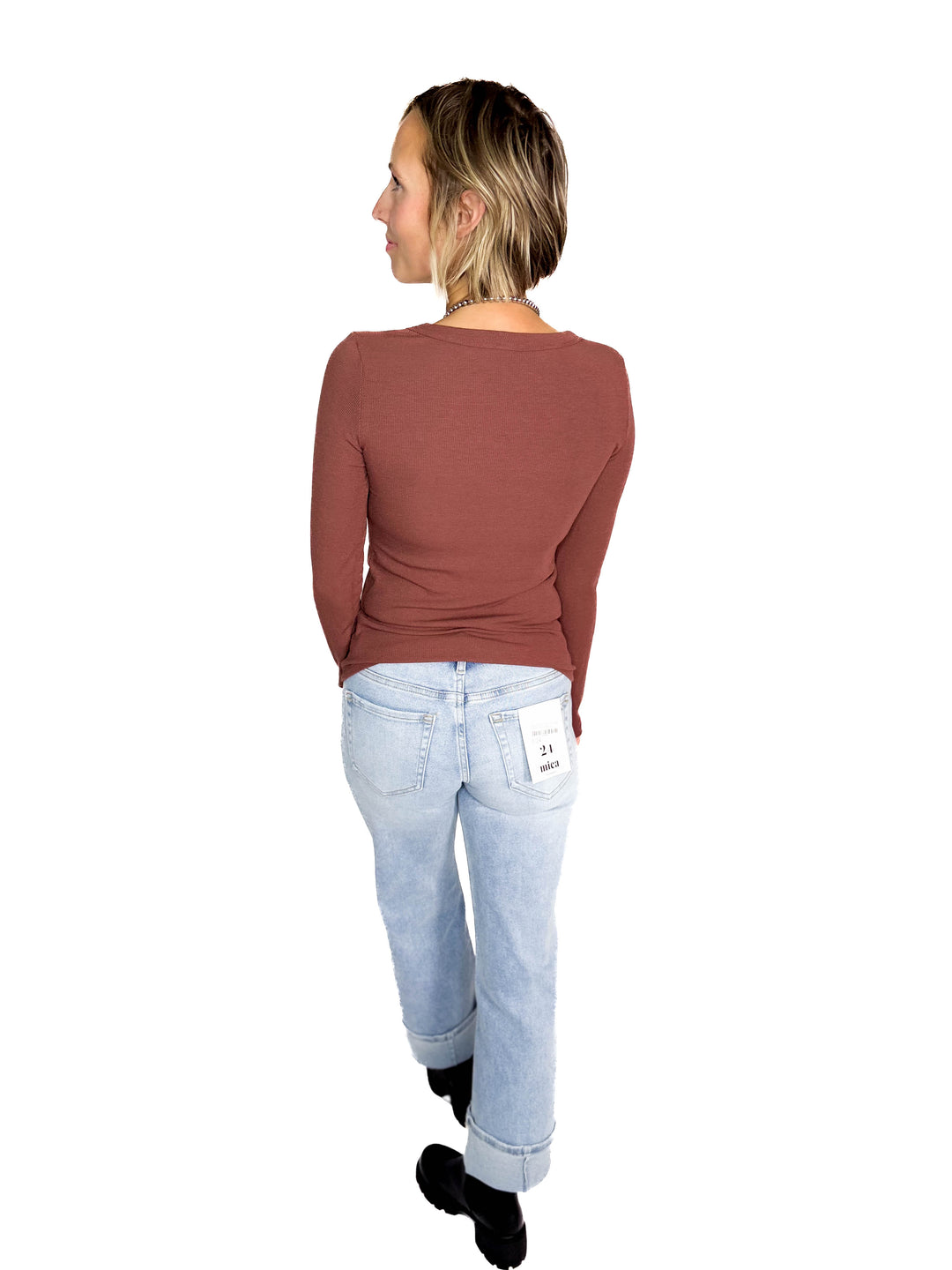 Beth Ribbed Scoop Neck Style- ESPRESSO