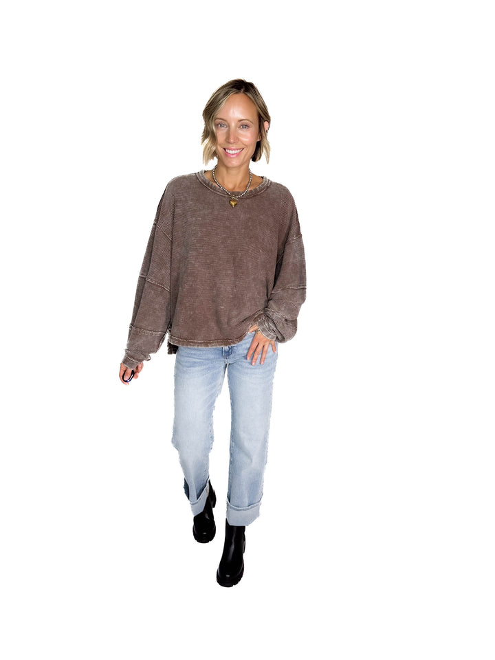 Harvest Moon Washed Pullover- ESPRESSO