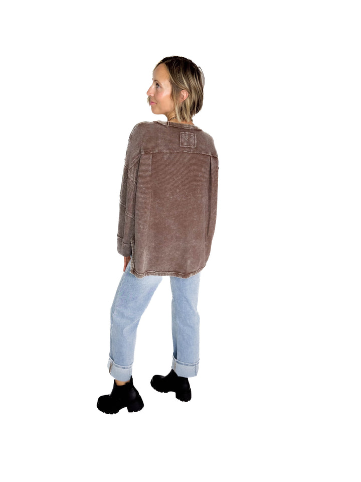 Harvest Moon Washed Pullover- ESPRESSO