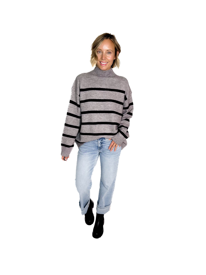 Selene Knit Sweater- CHARCOAL GREY