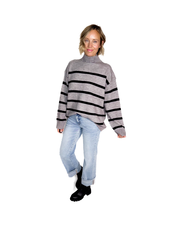 Selene Knit Sweater- CHARCOAL GREY