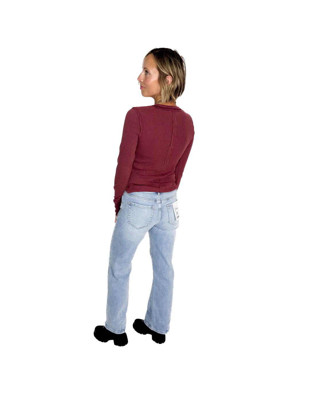 Tova Ribbed Long Sleeve- WINE