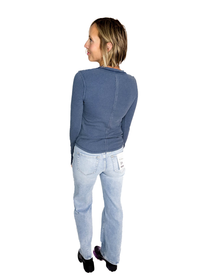 Tova Ribbed Long Sleeve- RICH BLUE