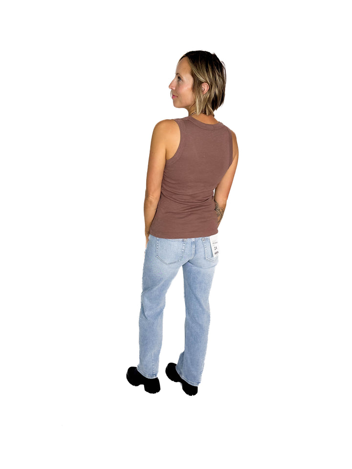 Cooper Cotton V-Neck Tank- MILK CHOCOLATE