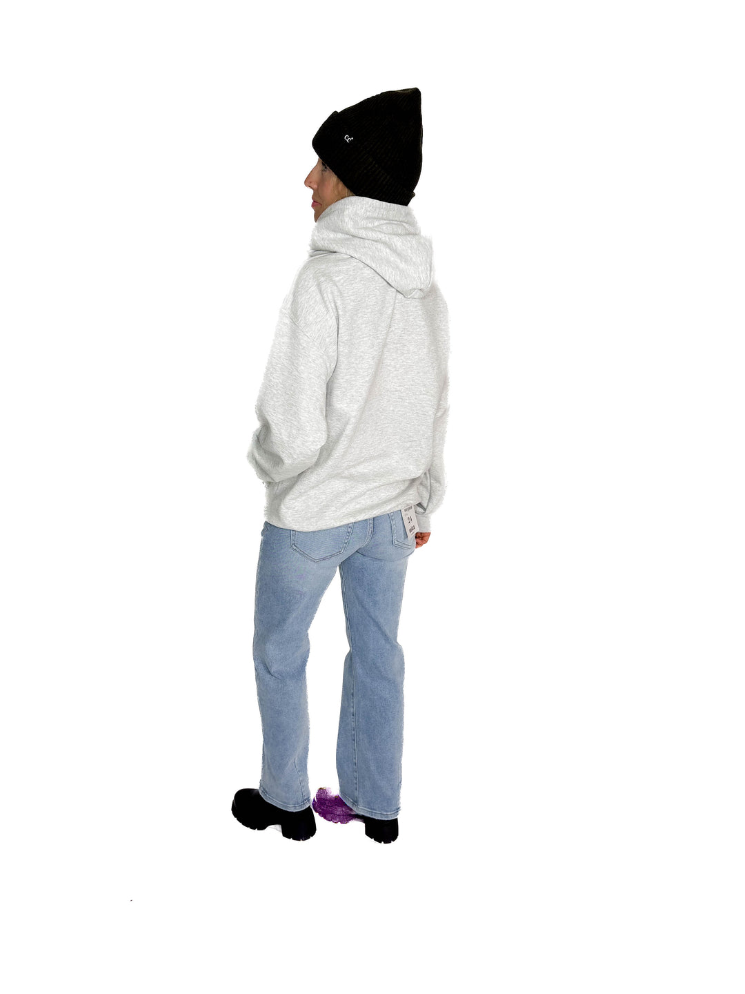 Plaid Skull Graphic Hoodie- ASH GREY