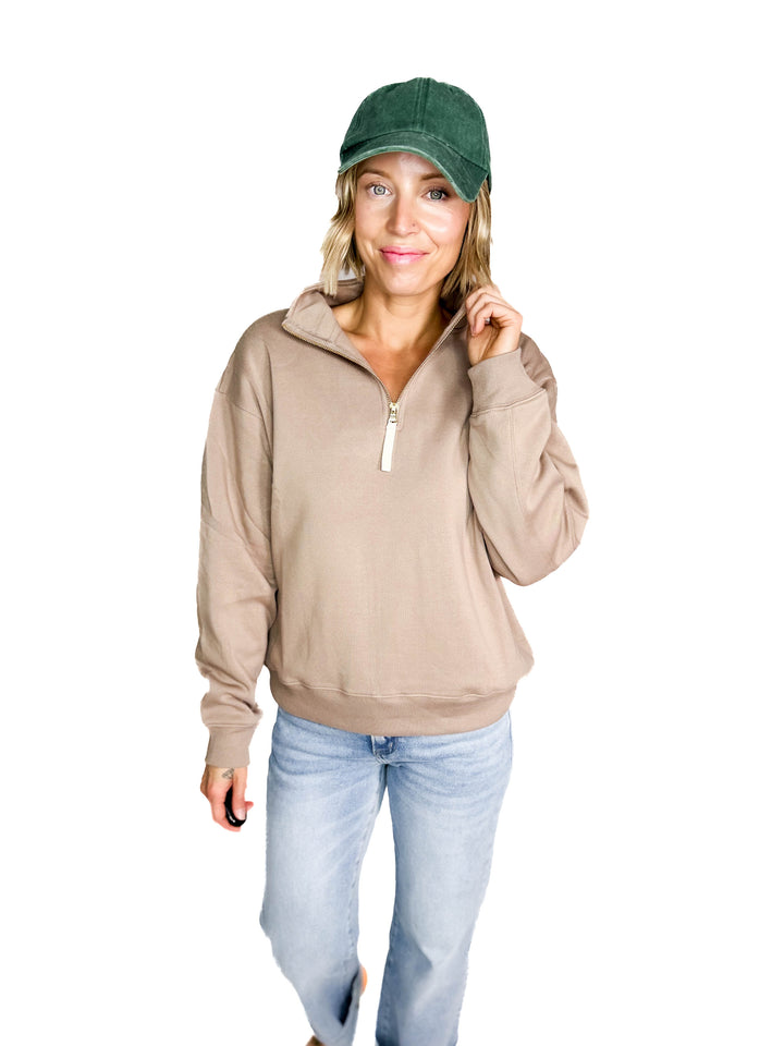 Dawson Classic 1/4 Zip Pullover- COCOA