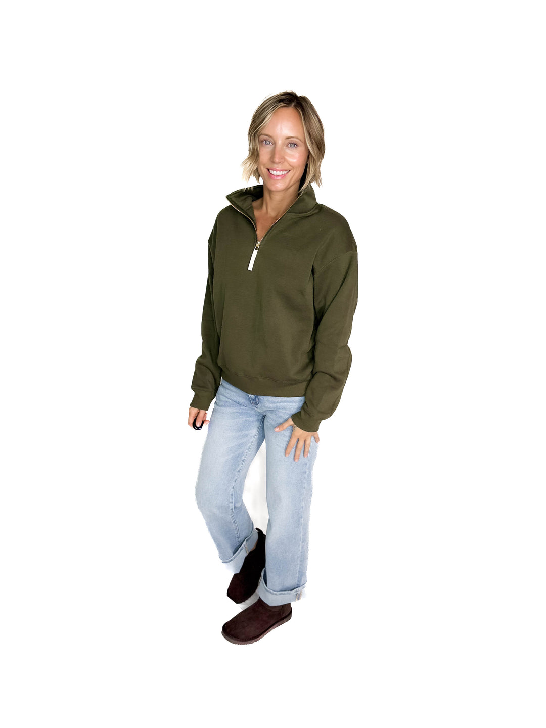Dawson Classic 1/4 Zip Pullover- OLIVE