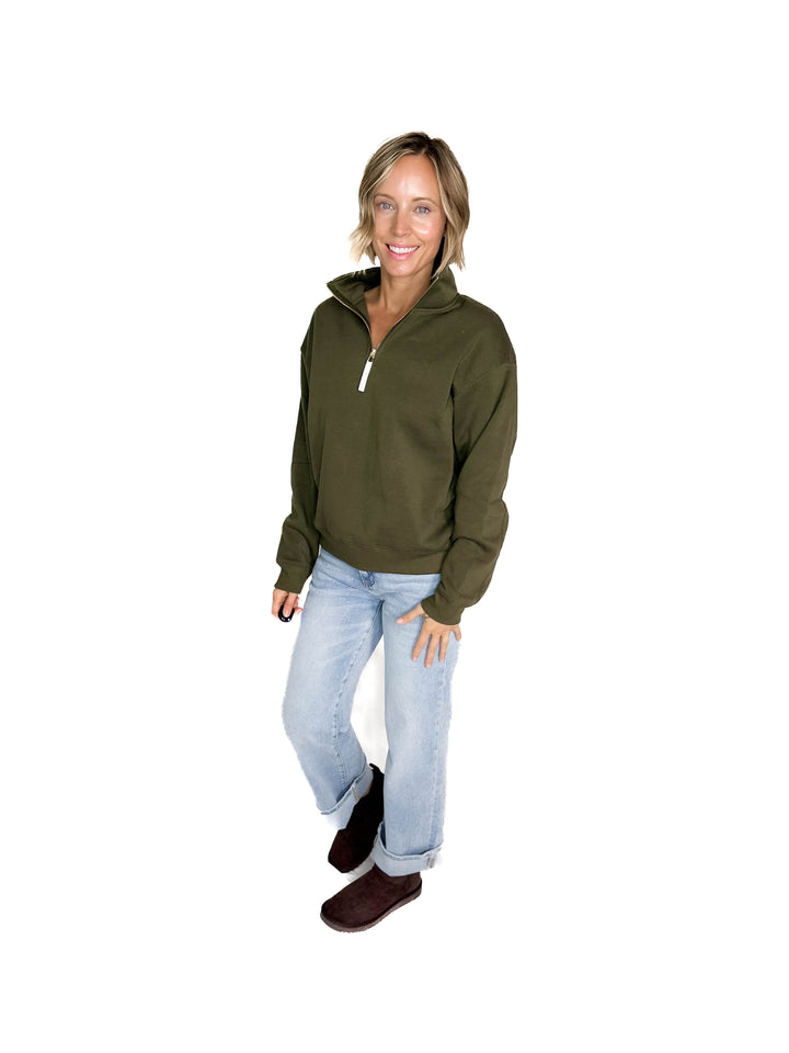 Dawson Classic 1/4 Zip Pullover- OLIVE