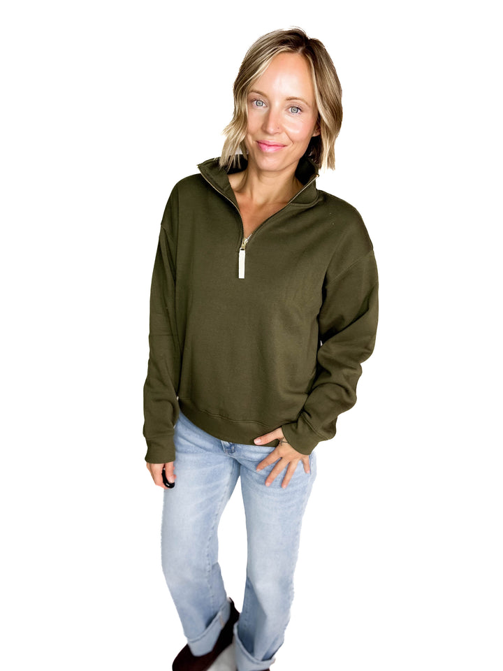 Dawson Classic 1/4 Zip Pullover- OLIVE