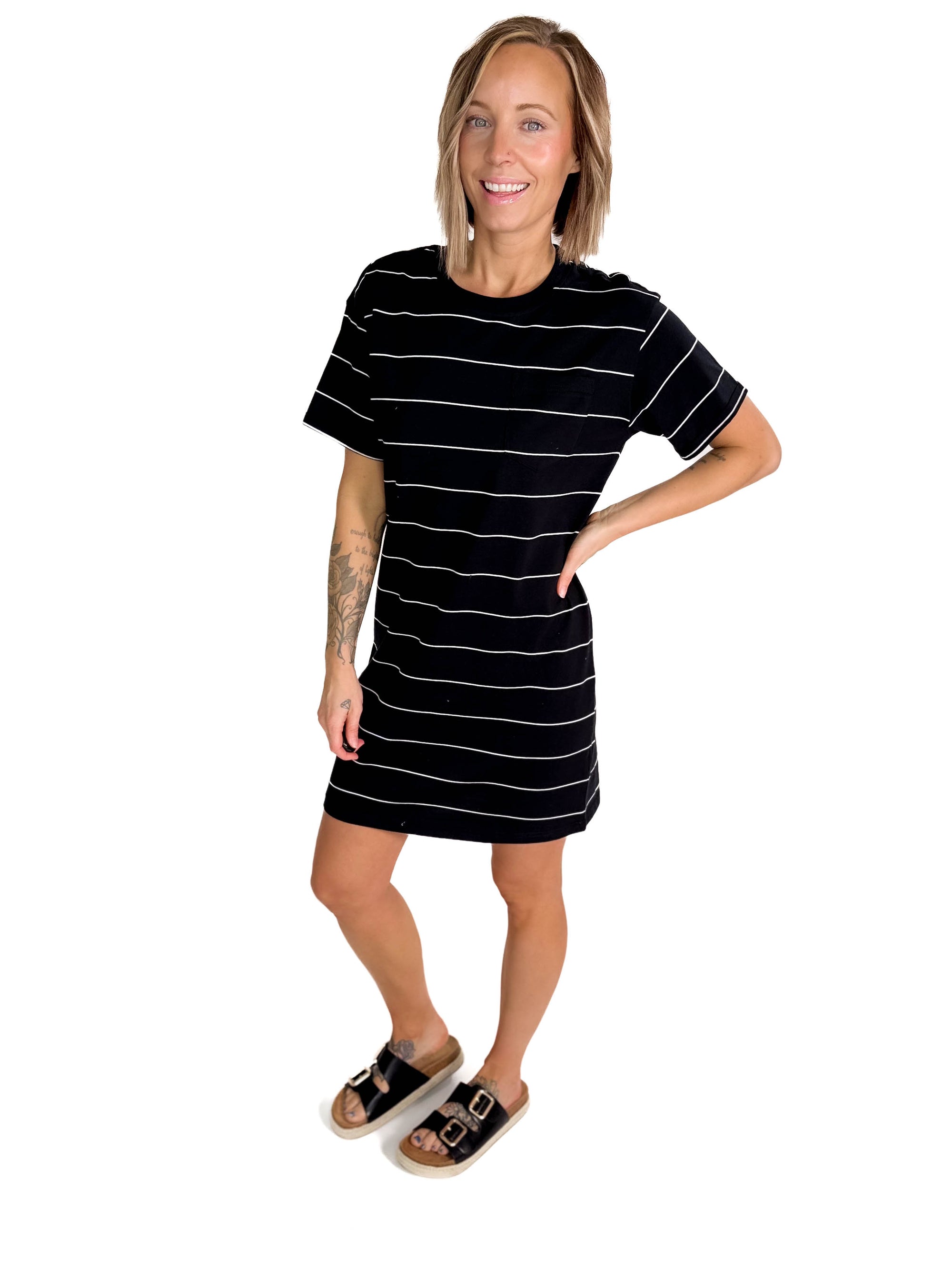 THREAD & SUPPLY Kick Back Dress- BLACK/WHITE