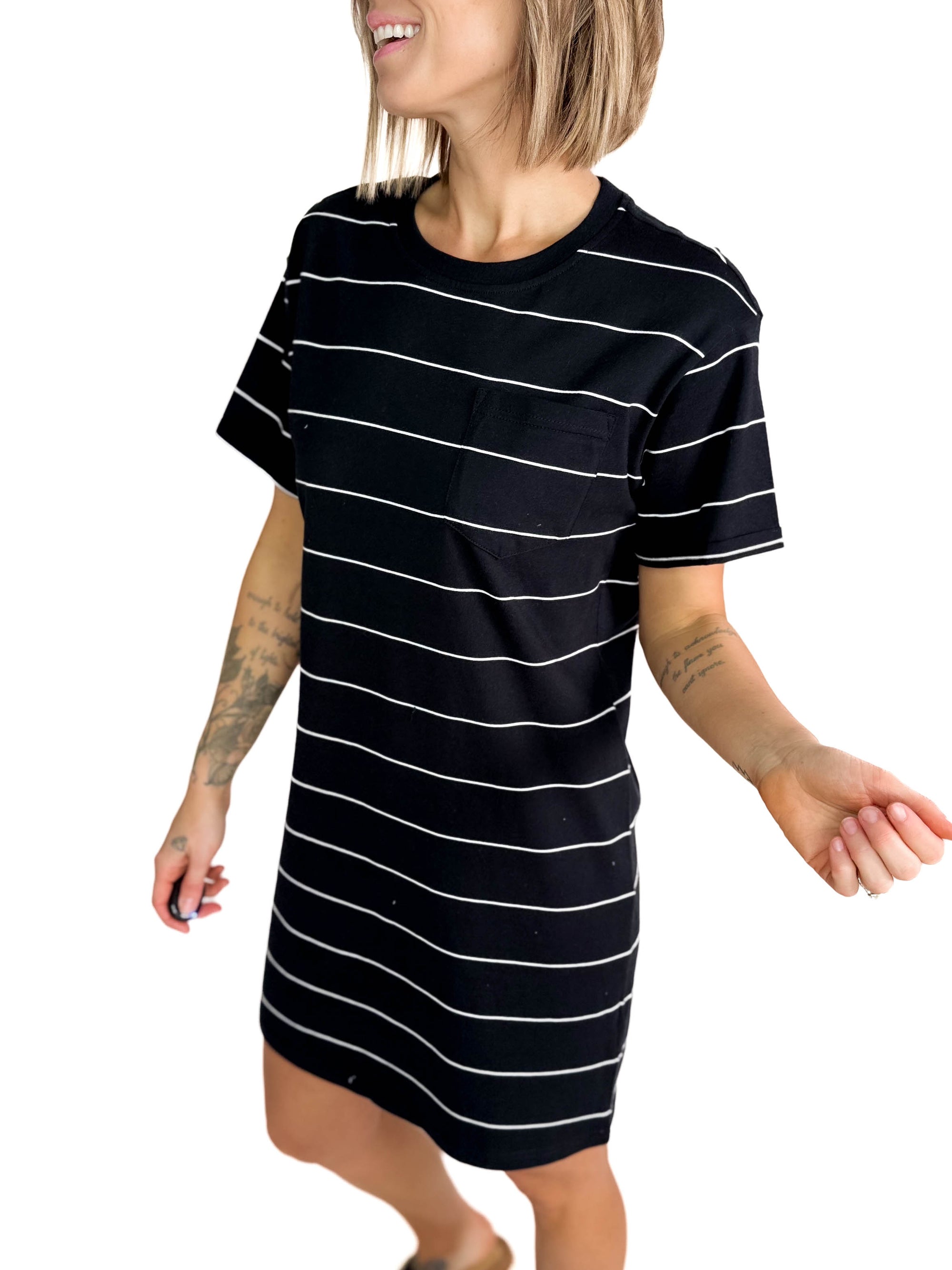 THREAD & SUPPLY Kick Back Dress- BLACK/WHITE