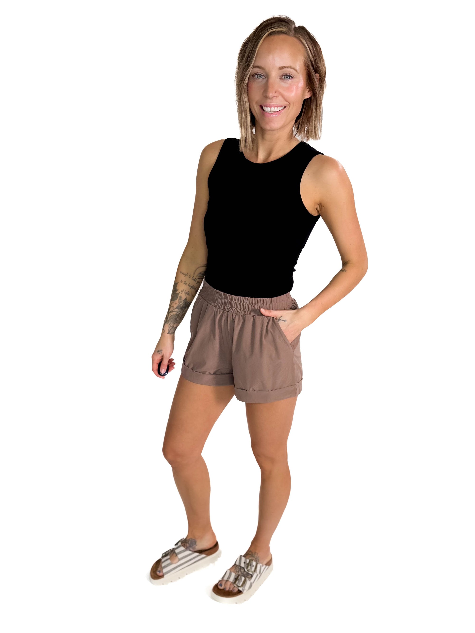 Mono B Katie Essential Ribbed Tank Top- BLACK