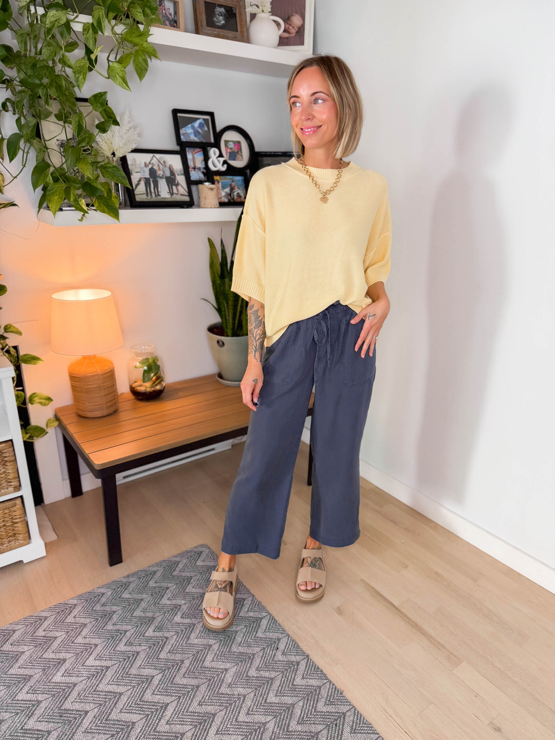 Sunspell Drop Shoulder Knit Top- YELLOW