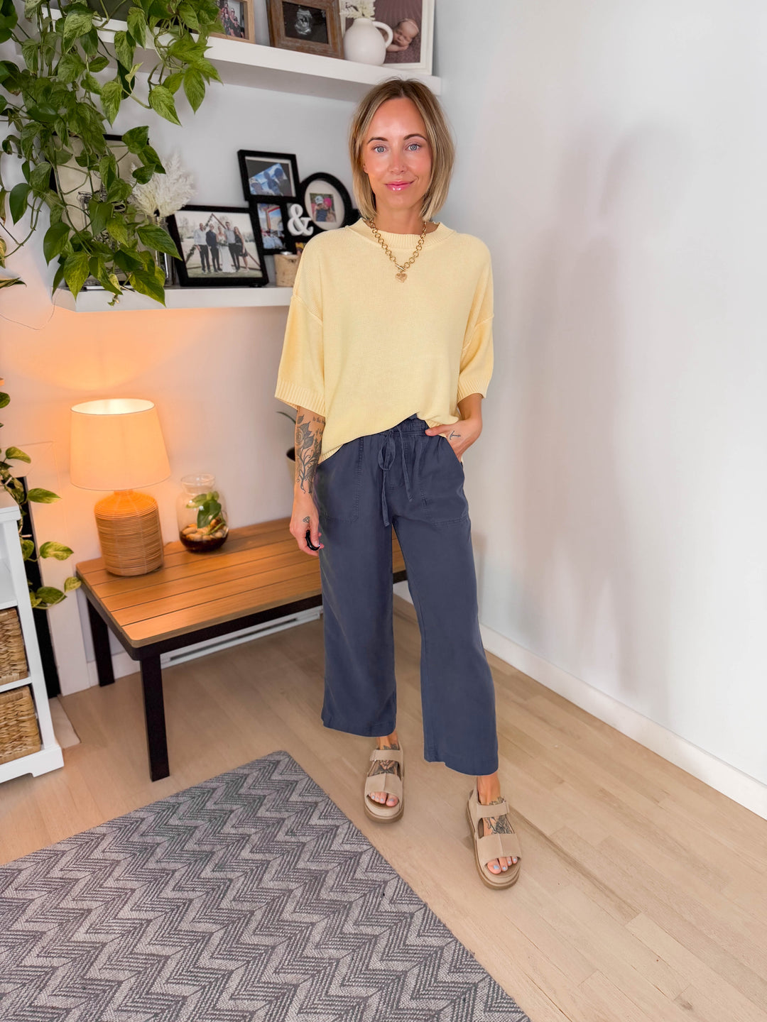 Sunspell Drop Shoulder Knit Top- YELLOW