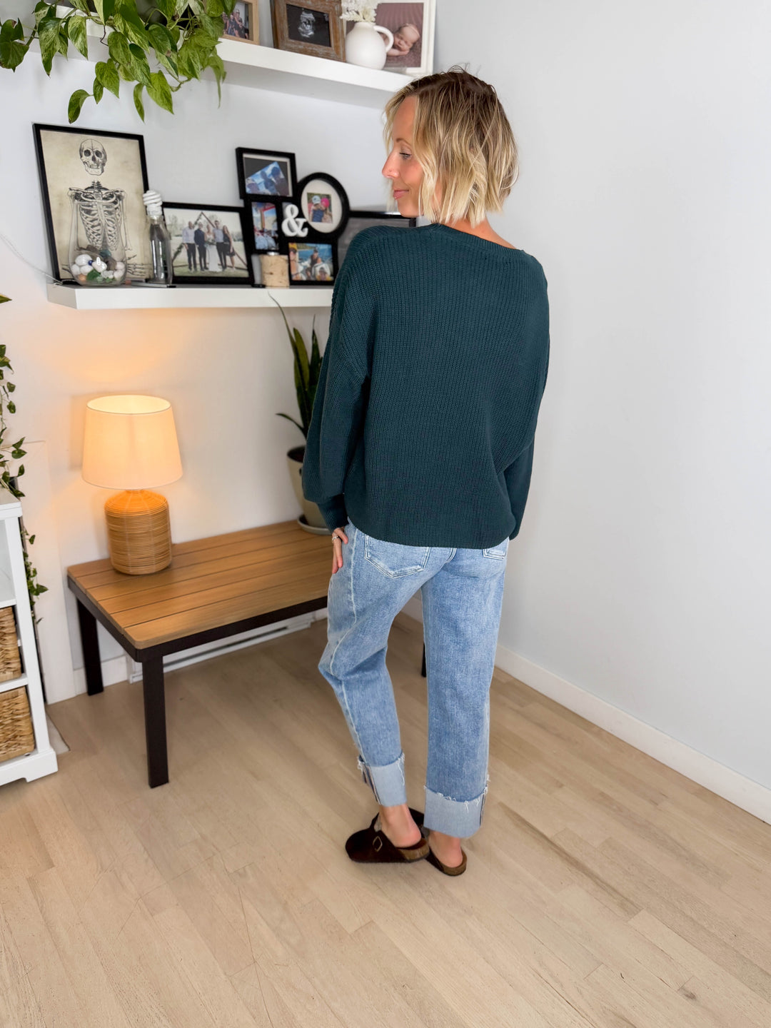 Sunday Raw Edge Pocket Sweater- HUNTER