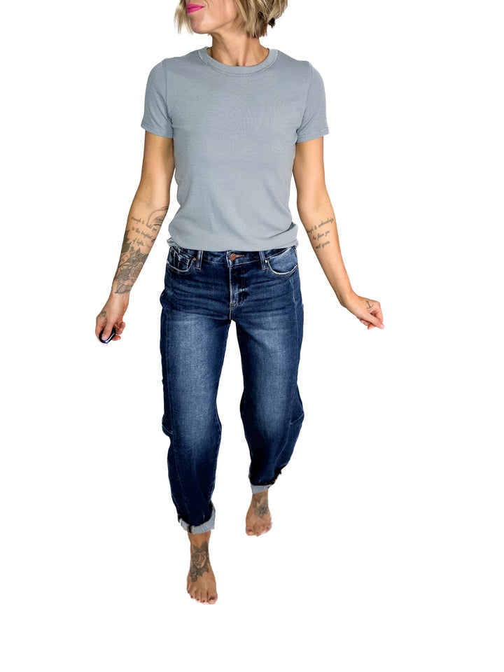 Risen Cruz Barrel Jean- DARK WASH