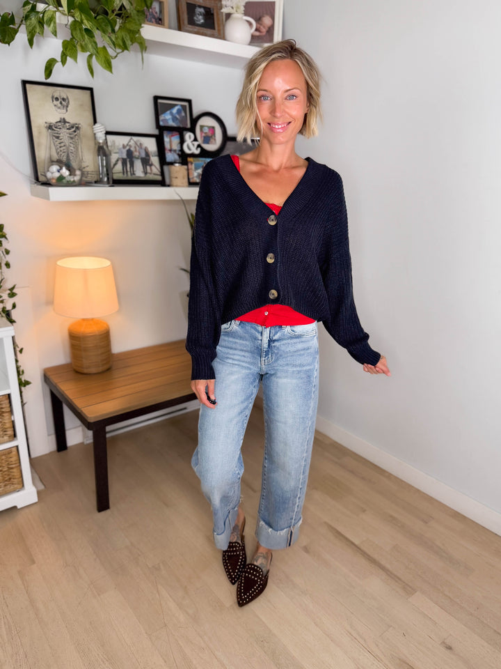 ONLY Caroline Button Cardigan- NIGHT SKY NAVY